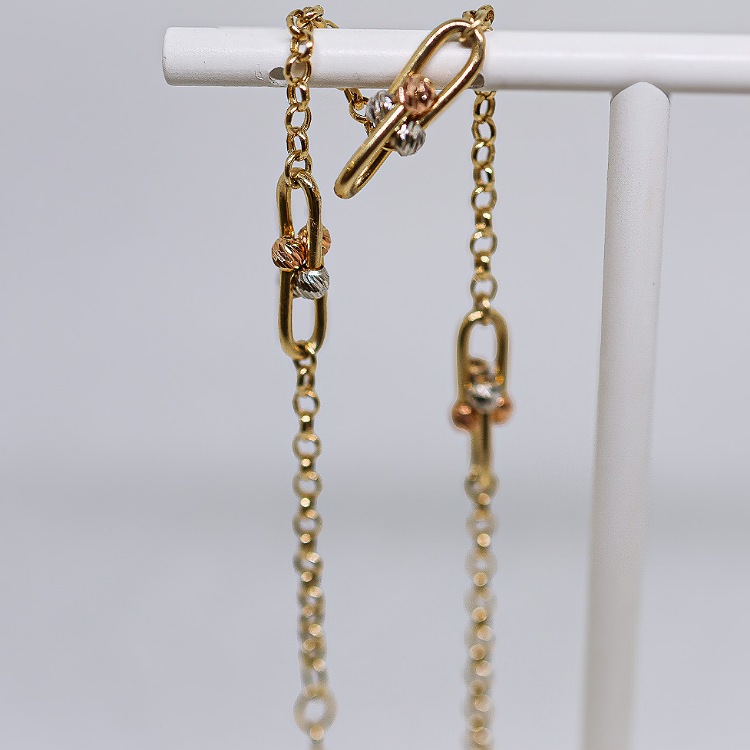 Bransoletka złota – kulki dwa kolory – Złoto próba 585 - Jubiler Brilliance