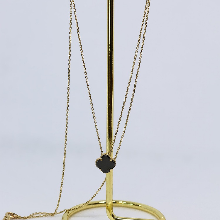 Komplet złoty – czarna koniczynka – Złoto próba 585 - Jubiler Brilliance