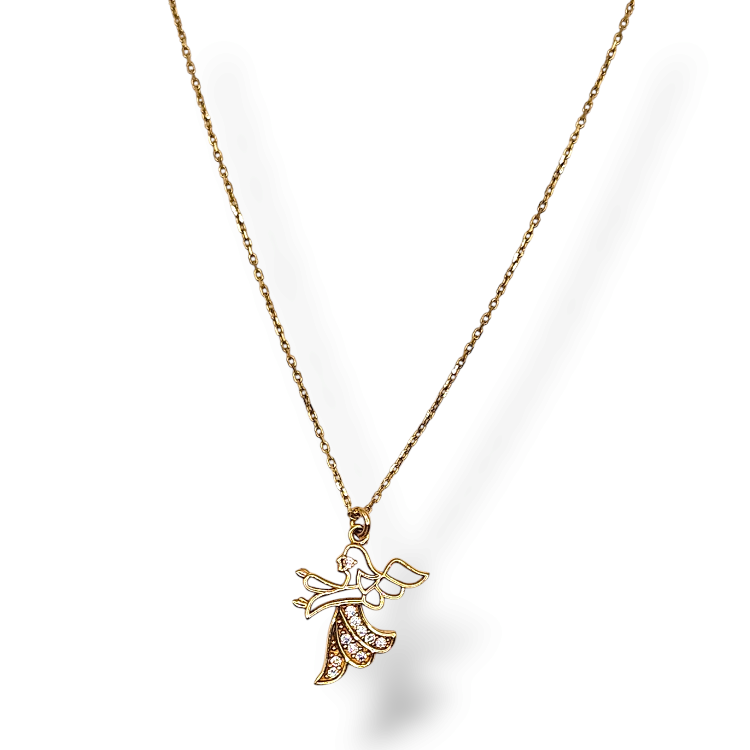 Naszyjnik złoty – aniołek z cyrkoniami – Złoto próba 585 - Jubiler Brilliance