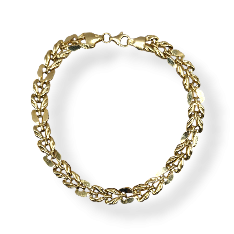 Bransoletka złota – listki – Złoto próba 585