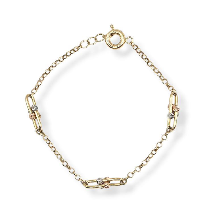 Bransoletka złota – kulki dwa kolory – Złoto próba 585