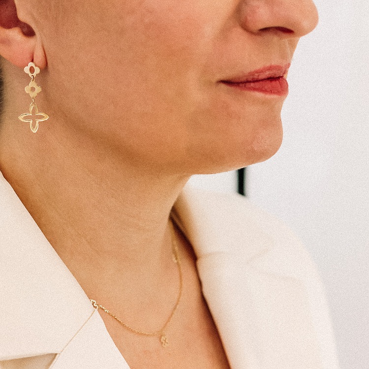 Kolczyki sztyft koniczynka długie – Złoto próba 585 - Jubiler Brilliance