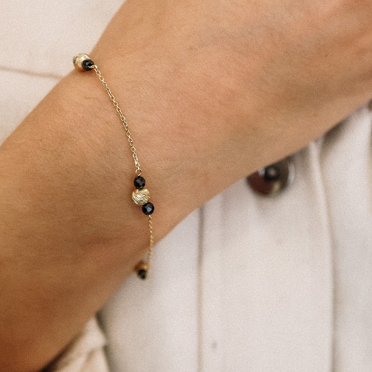 Bransoletka złota z diamentowanymi kulkami – Złoto próba 585 - Jubiler Brilliance