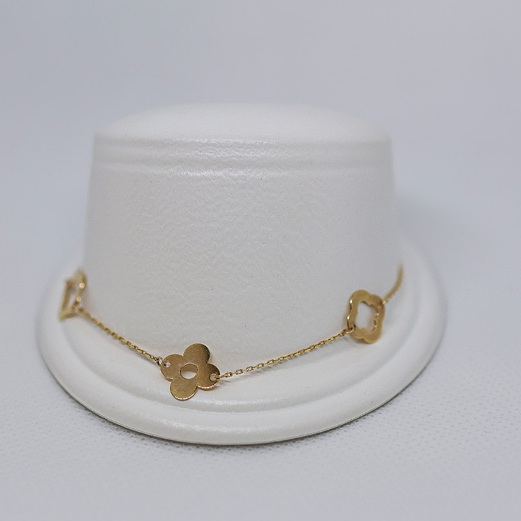 Bransoletka złota – trzy koniczynki – Złoto próba 585 - Jubiler Brilliance