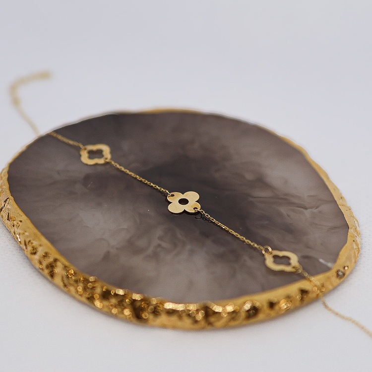 Bransoletka złota – trzy koniczynki – Złoto próba 585 - Jubiler Brilliance