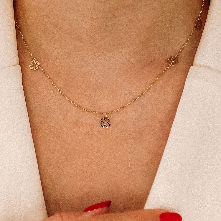 Celebrytka złota – koniczynki – Złoto próba 585 - Jubiler Brilliance