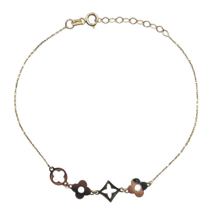 Bransoletka złota – koniczynki – Złoto próba 585