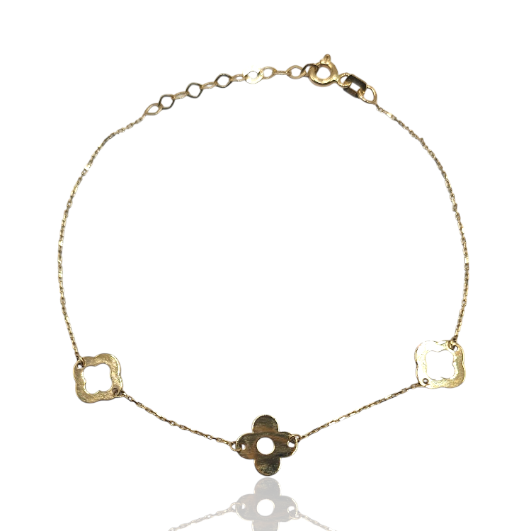 Bransoletka złota – trzy koniczynki – Złoto próba 585 - Jubiler Brilliance