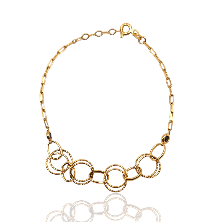 Bransoletka złota – diamentowane kółeczka – Złoto próba 585