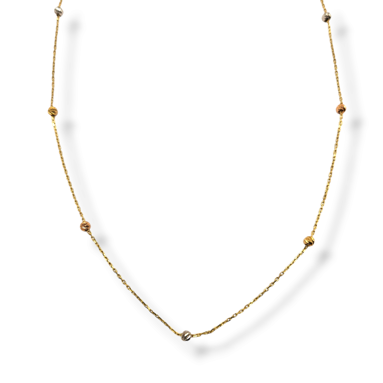 Celebrytka złota – kulki 3 kolory – Złoto próba 585