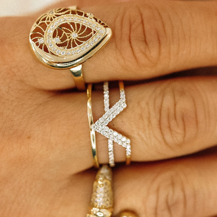 Pierścionek złoty – łezka ażur rozmiar 19 – Złoto próba 585 - Jubiler Brilliance