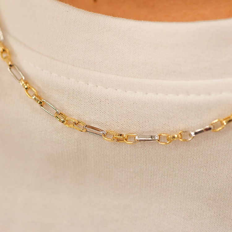 Łańcuszek złoty – ozdobny z białym złotem 50cm – Złoto próba 585 - Jubiler Brilliance