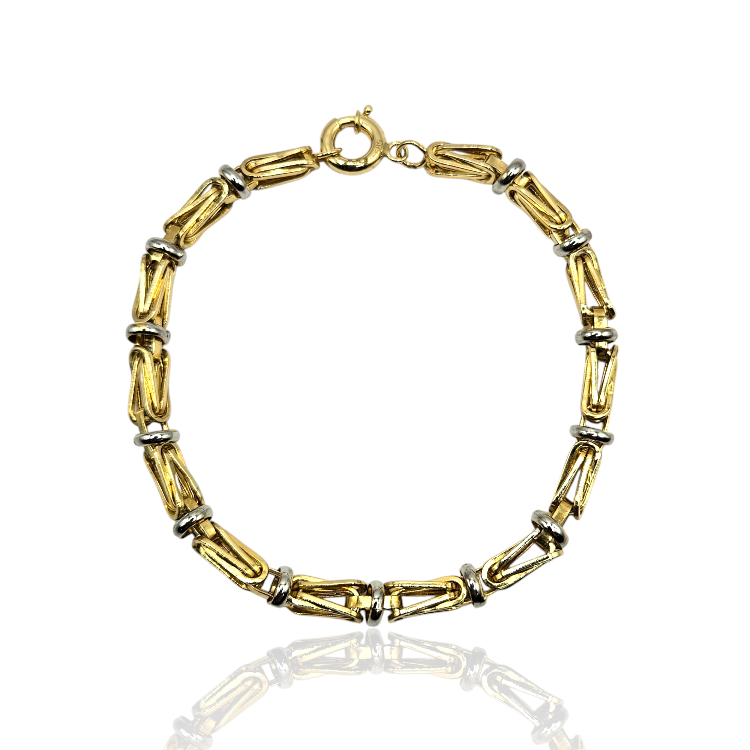 Bransoletka złota – królewska z białym złotem – Złoto próba 585