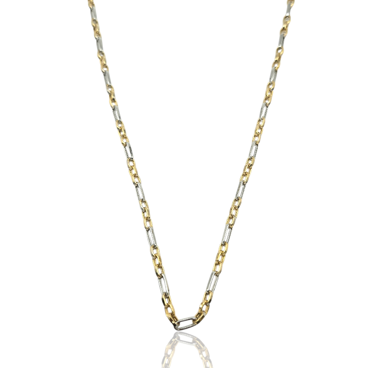 Łańcuszek złoty – ozdobny z białym złotem 50cm – Złoto próba 585 - Jubiler Brilliance