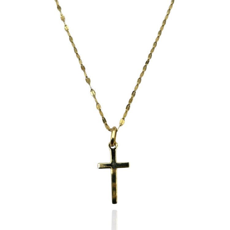 Komplet złoty –  łańcuszek usta + krzyżyk  – Złoto próba 585