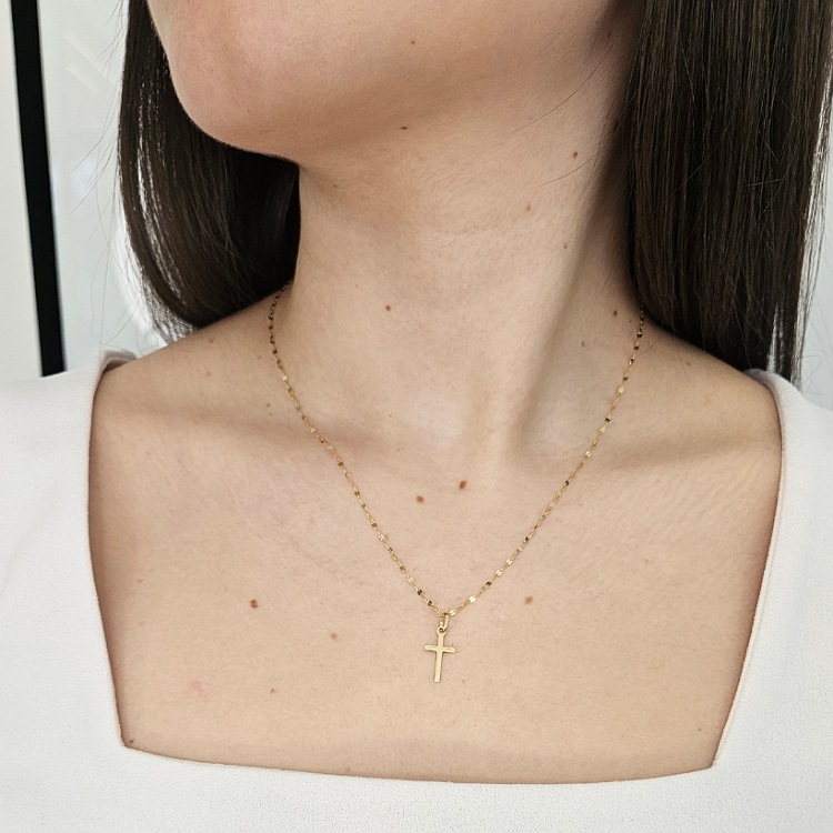 Komplet złoty – łańcuszek usta + krzyżyk – Złoto próba 585 - Jubiler Brilliance