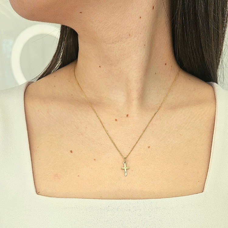 Komplet złoty – lisi + krzyżyk – Złoto próba 585 - Jubiler Brilliance