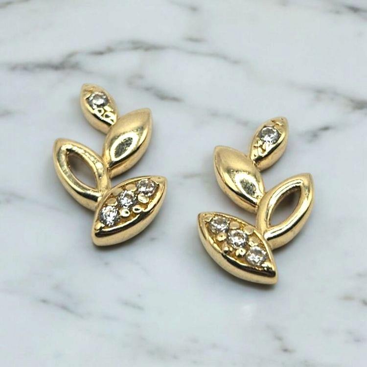 Kolczyki złote – listki – Złoto próba 585 - Jubiler Brilliance