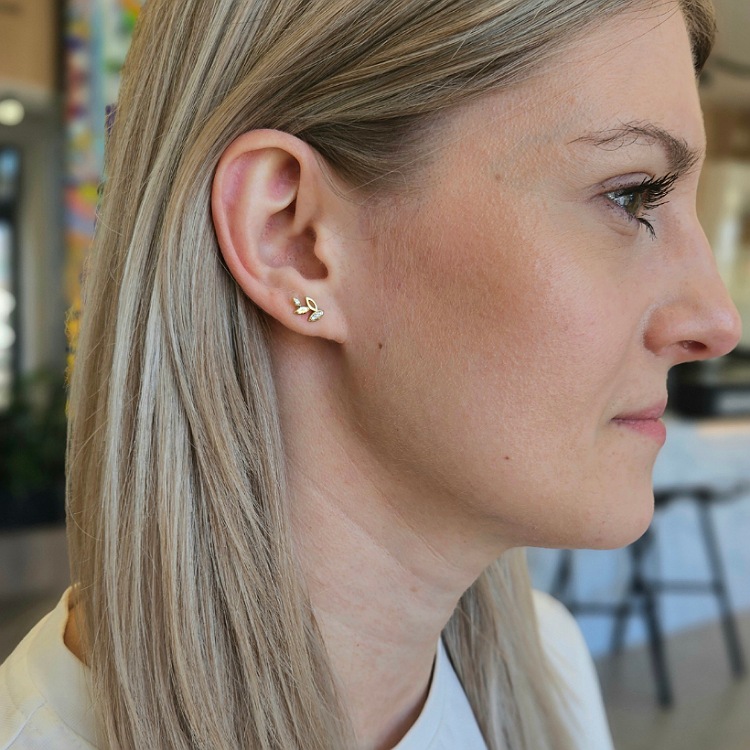 Kolczyki złote – listki – Złoto próba 585 - Jubiler Brilliance