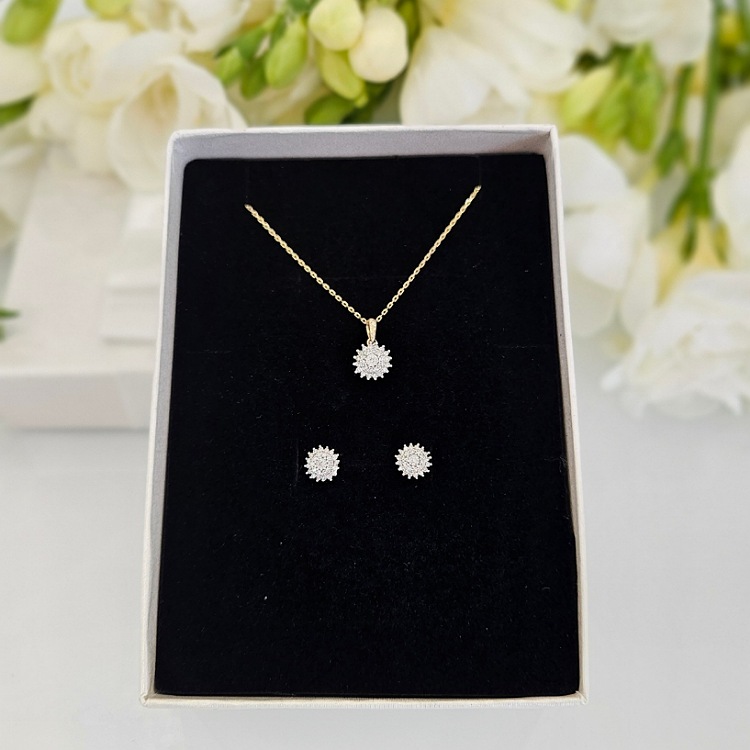 Kolczyki złote – brylanty w kole – Złoto próba 585 - Jubiler Brilliance