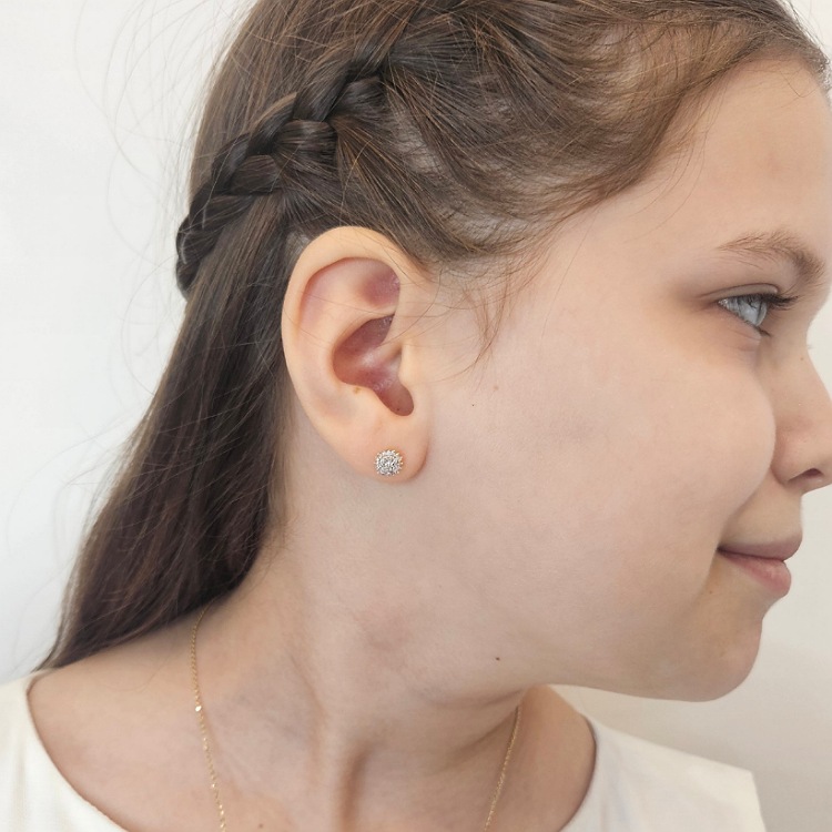 Kolczyki złote – brylanty w kole – Złoto próba 585 - Jubiler Brilliance