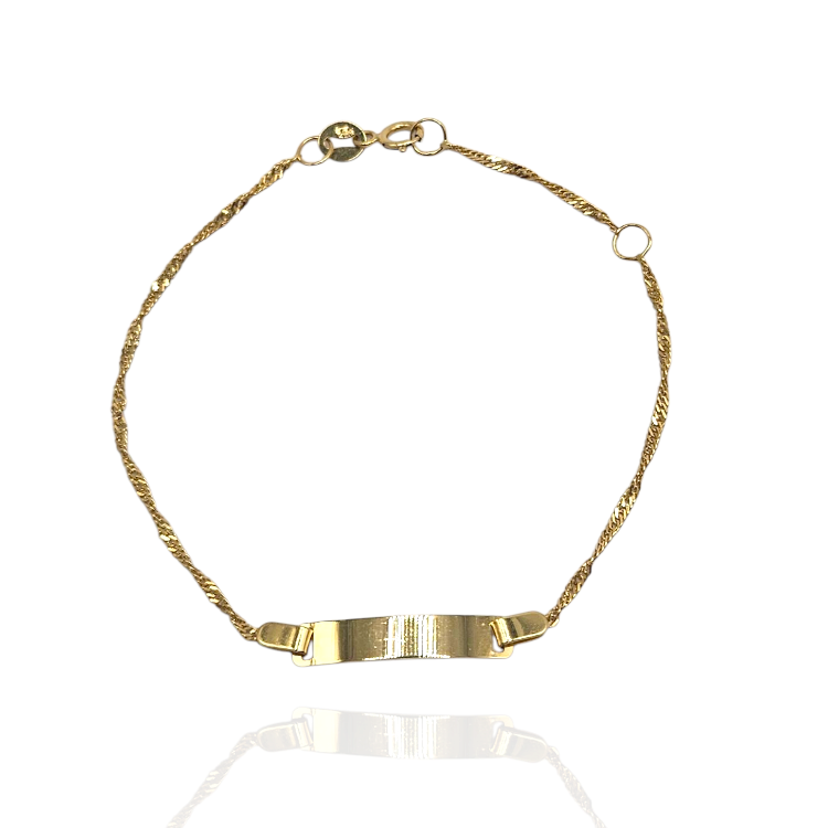 Bransoletka złota – singapurka z blaszką – Złoto próba 585