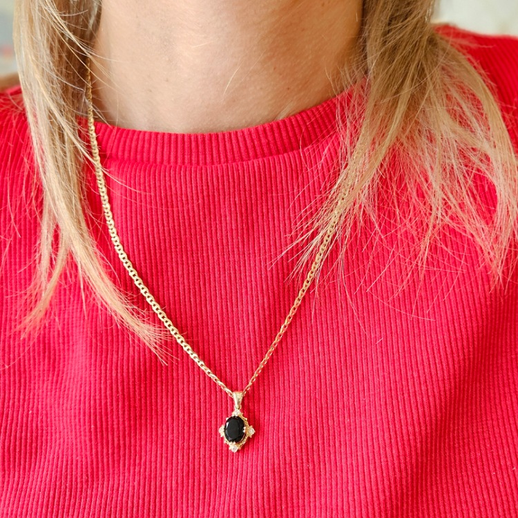 Zawieszka złota – czarna cyrkonia – Złoto próba 585 - Jubiler Brilliance