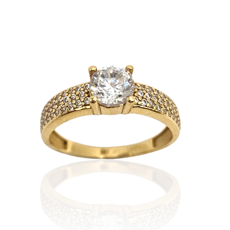 Pierścionek złoty – cyrkonia obrączka rozmiar 14 – Złoto próba 585