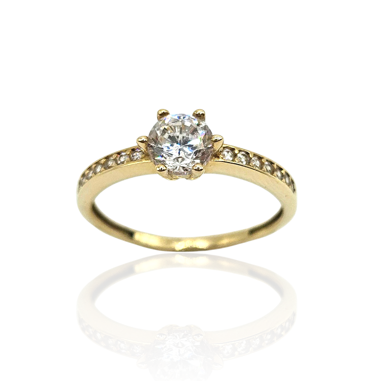 Pierścionek złoty – cyrkonia rozmiar 14 – Złoto próba 585