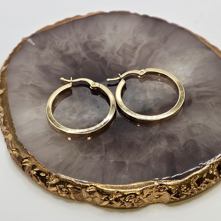 Kolczyki złote – średnie koła proste – Złoto próba 585 - Jubiler Brilliance