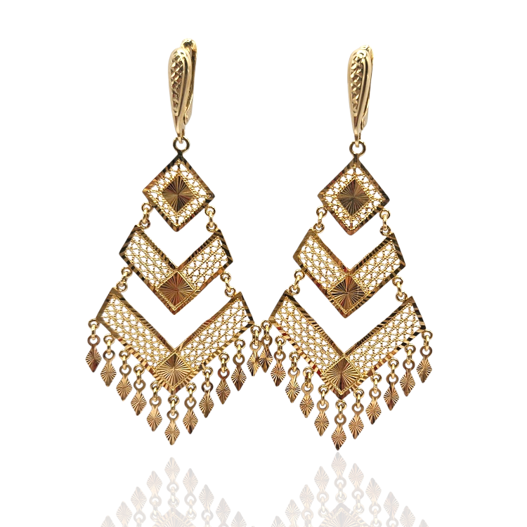 Kolczyki złote – długie choinka – Złoto próba 585 - Jubiler Brilliance