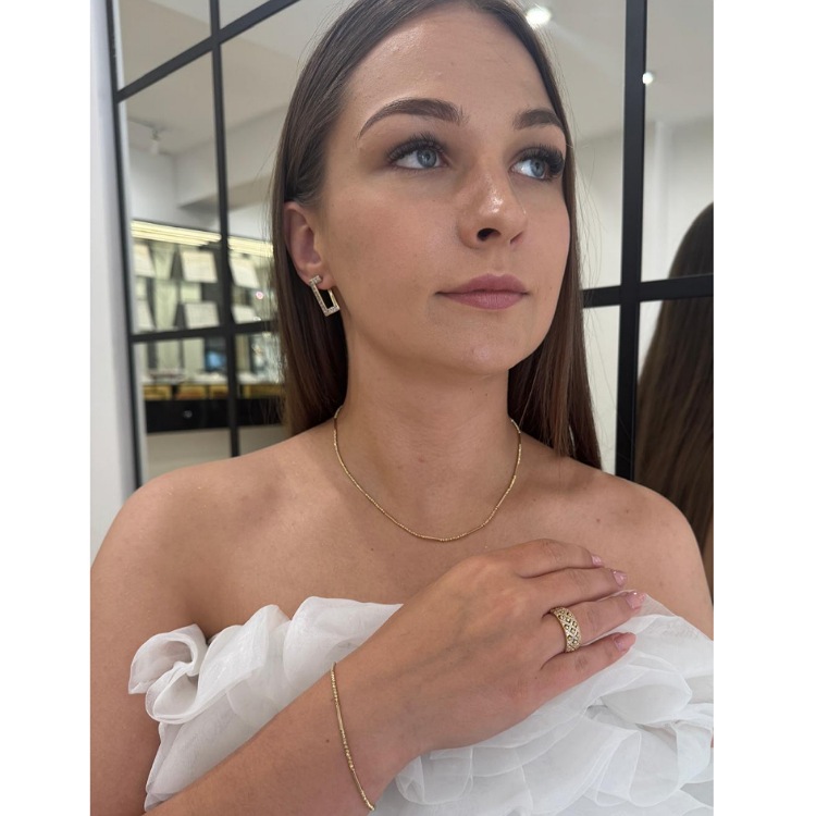 Komplet złoty – kuleczki diamentowane – Złoto próba 585 - Jubiler Brilliance