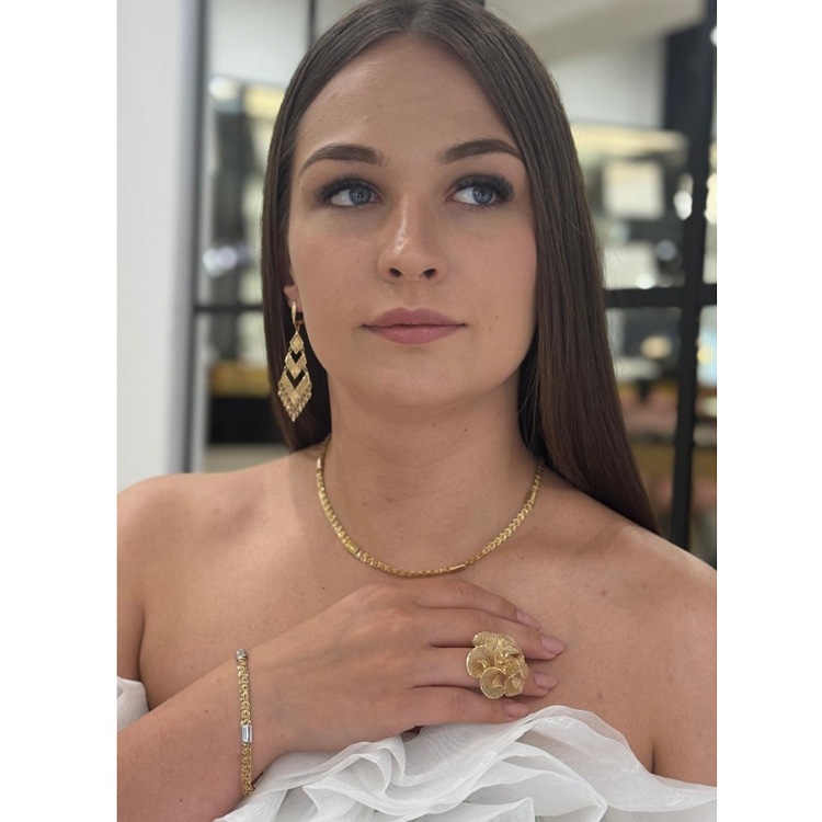 Pierścionek złoty – kwiat ażur rozmiar 12 – Złoto próba 585 - Jubiler Brilliance