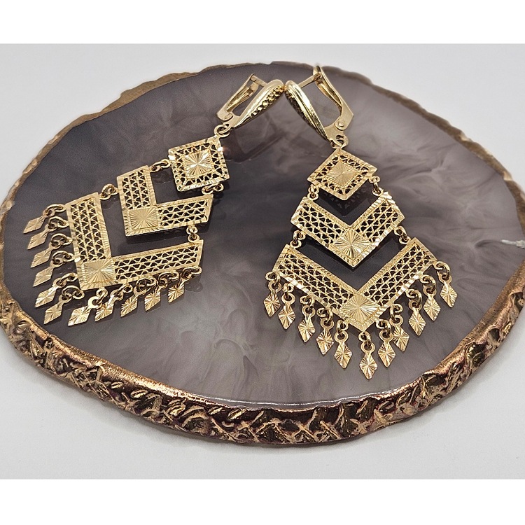 Kolczyki złote – długie choinka – Złoto próba 585 - Jubiler Brilliance