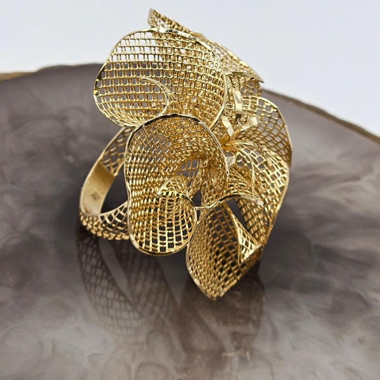 Pierścionek złoty – kwiat ażur rozmiar 12 – Złoto próba 585 - Jubiler Brilliance