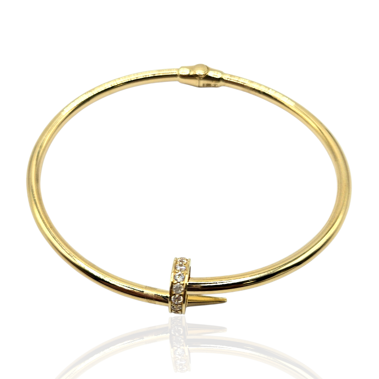 Bransoletka złota – gwóźdź z cyrkoniami – Złoto próba 585