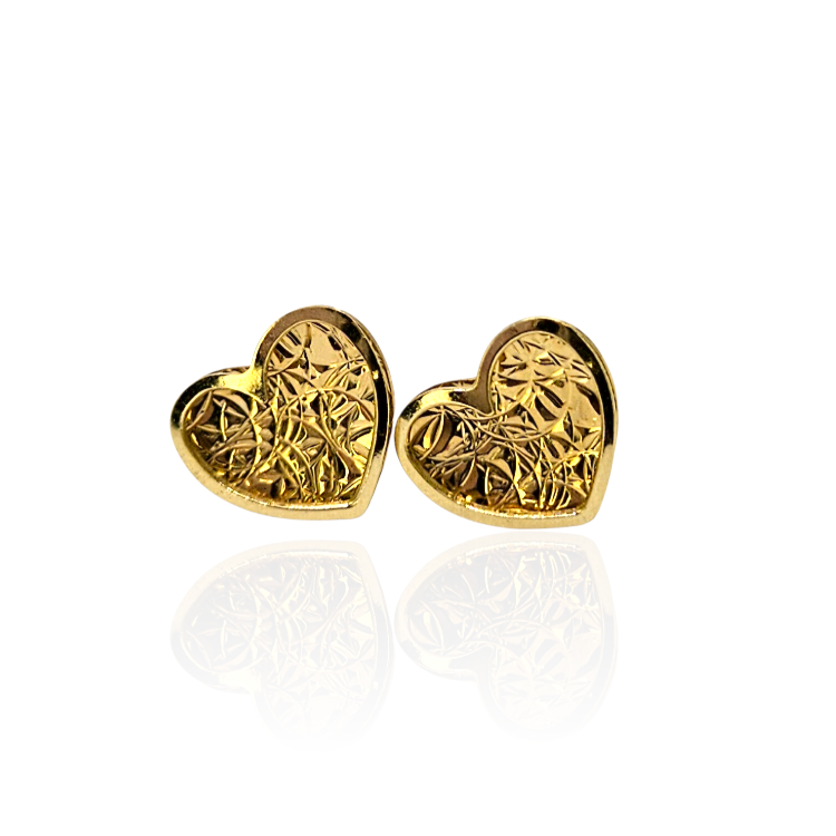 Kolczyki złote – diamentowane serca – Złoto próba 585 - Jubiler Brilliance