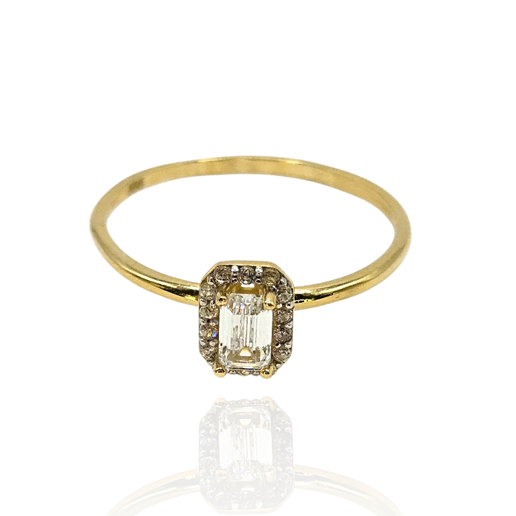 Pierścionek złoty – cyrkonia prostokąt rozmiar 17 – Złoto próba 585