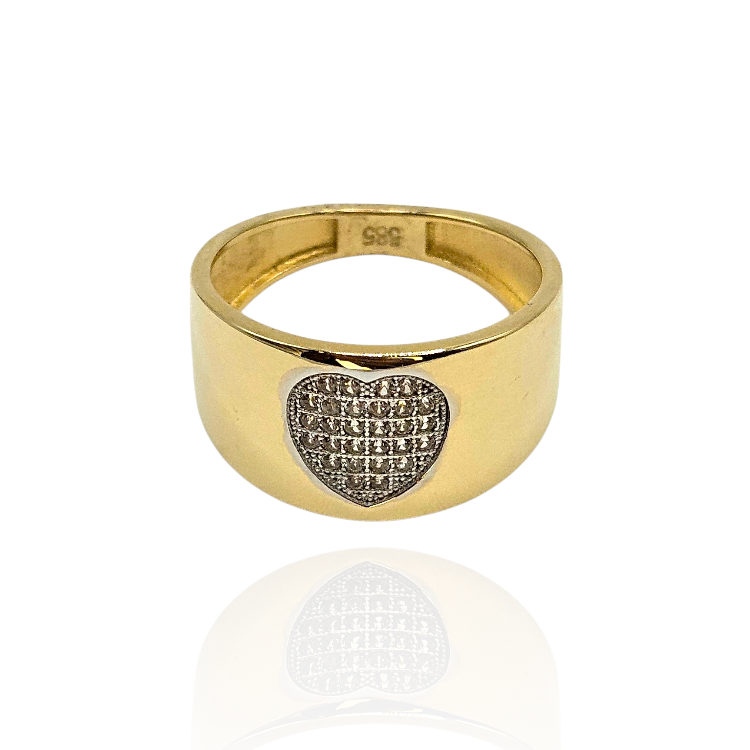 Pierścionek złoty – szeroki serce rozmiar 11 – Złoto próba 585