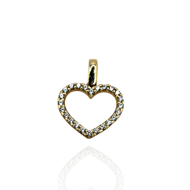 Zawieszka złota – serce z cyrkonii  – Złoto próba 585