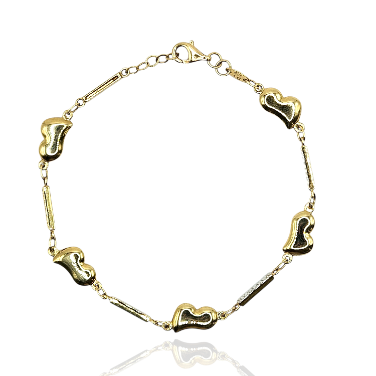 Bransoletka złota – serduszka – Złoto próba 585