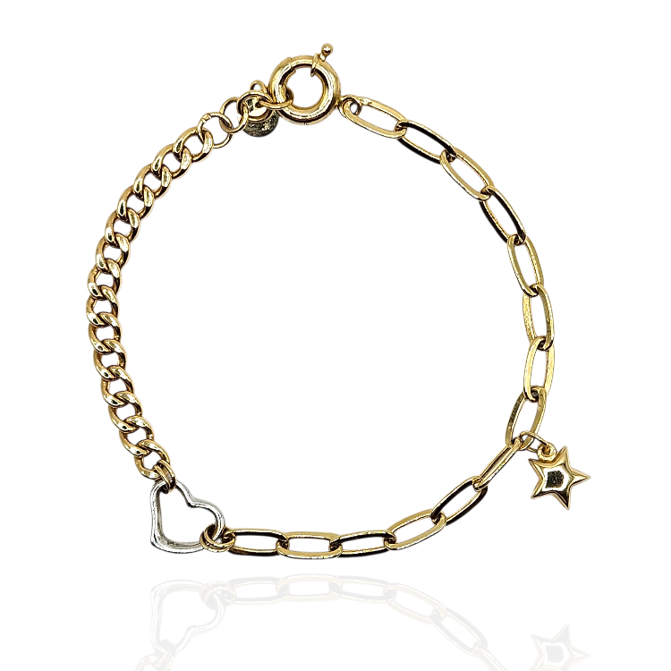 Bransoletka złota – serce z gwiazdką – Złoto próba 585 - Jubiler Brilliance