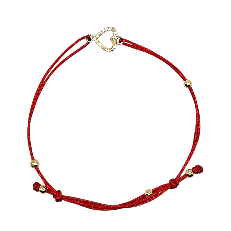 Bransoletka złota – sznureczek serce z cyrkonią – Złoto próba 585 - Jubiler Brilliance