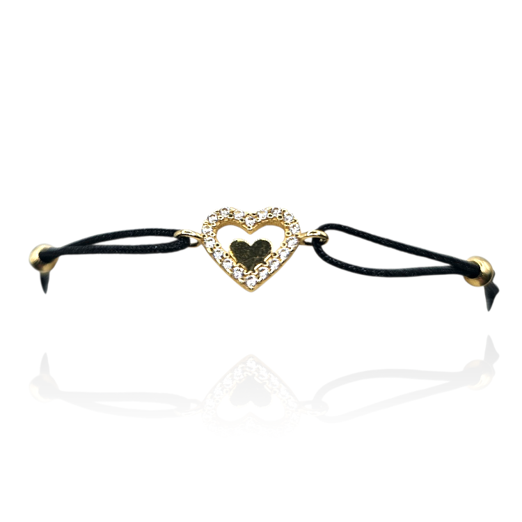 Bransoletka złota – sznureczek serce w sercu – Złoto próba 585