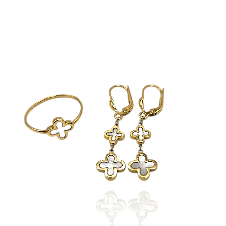 Komplet złoty –  kolczyki + pierścionek  – Złoto próba 585