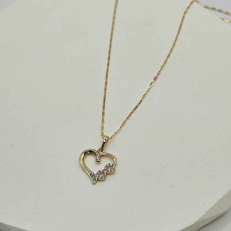 Komplet złoty – serce nieskończoność + łańcuszek – Złoto próba 585 - Jubiler Brilliance