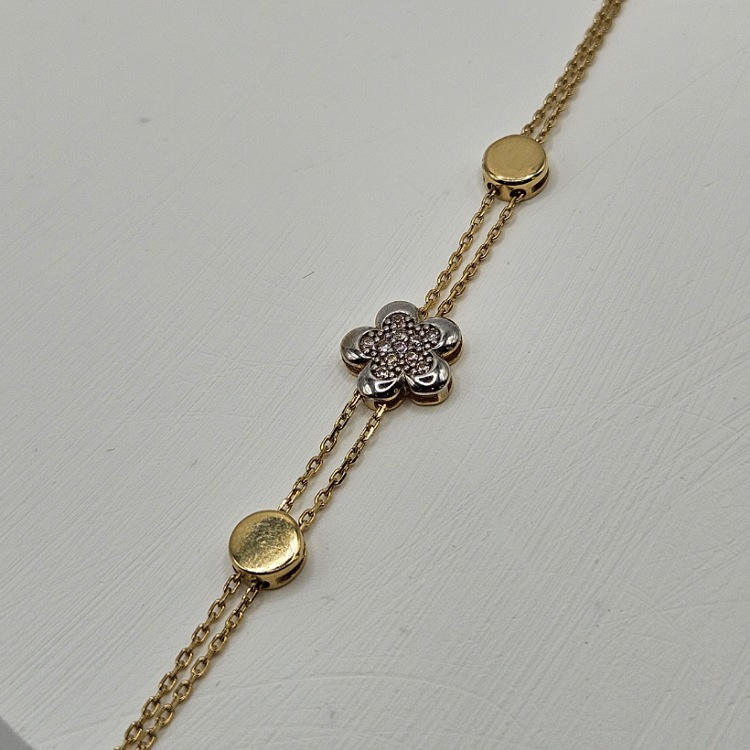 Bransoletka złota – kwiatek – Złoto próba 585 - Jubiler Brilliance