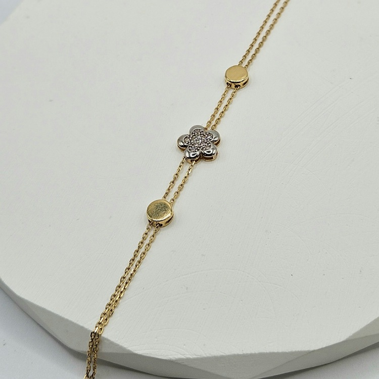 Bransoletka złota – kwiatek – Złoto próba 585 - Jubiler Brilliance