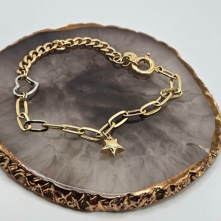 Bransoletka złota – serce z gwiazdką – Złoto próba 585 - Jubiler Brilliance