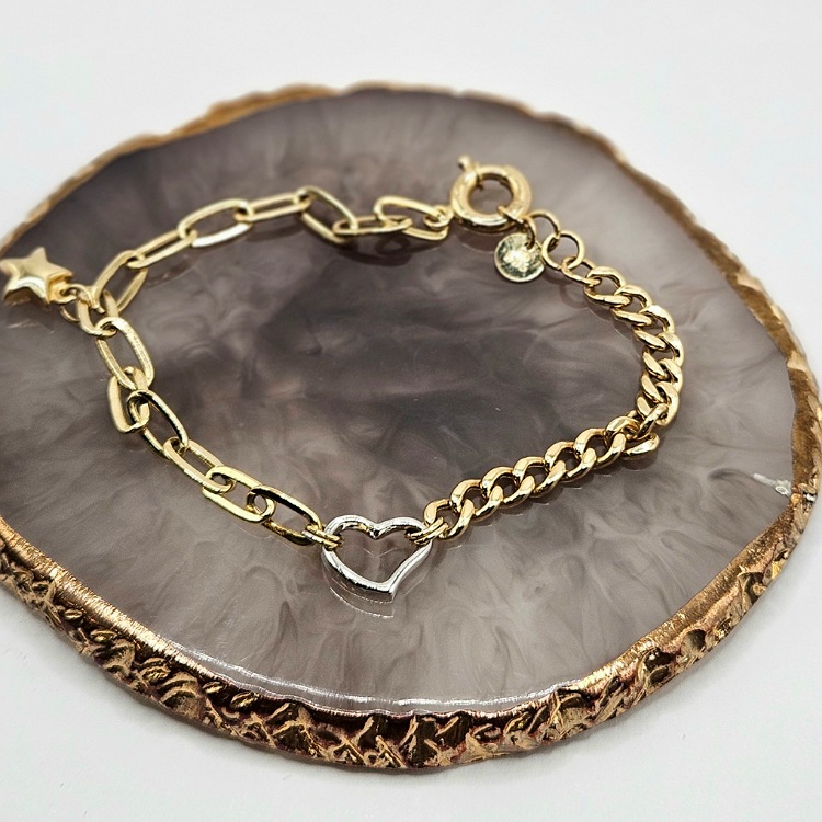 Bransoletka złota – serce z gwiazdką – Złoto próba 585 - Jubiler Brilliance